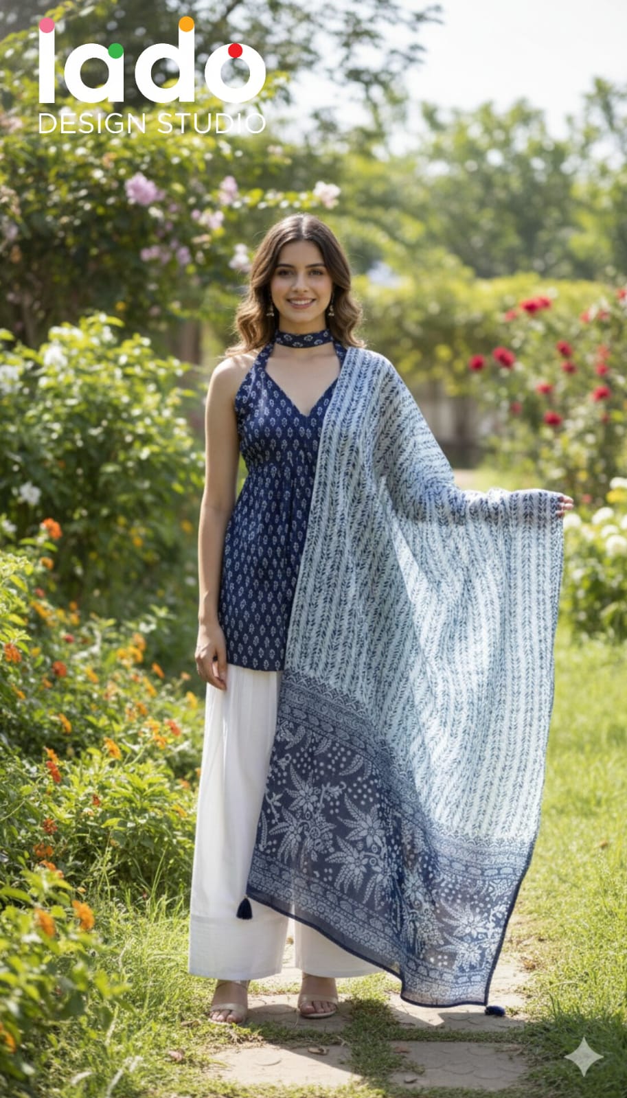 COTTON SHORT TOP DRESS WITH FARSI PANT